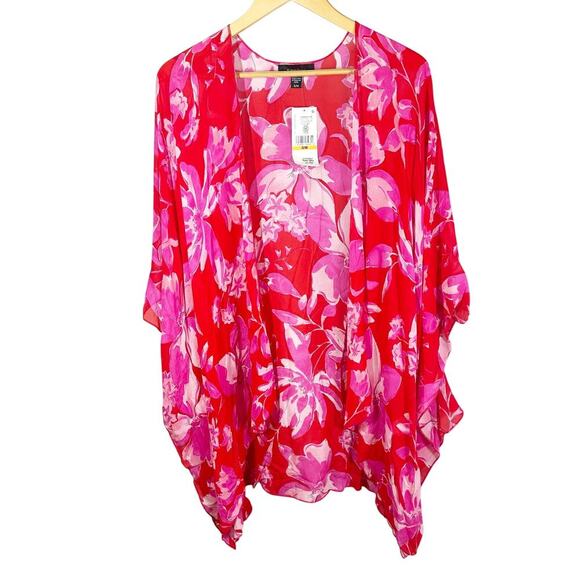 Karen Kane Floral Print Open Front Sheer Jacket Kimono Size Small Medium - Picture 1 of 9